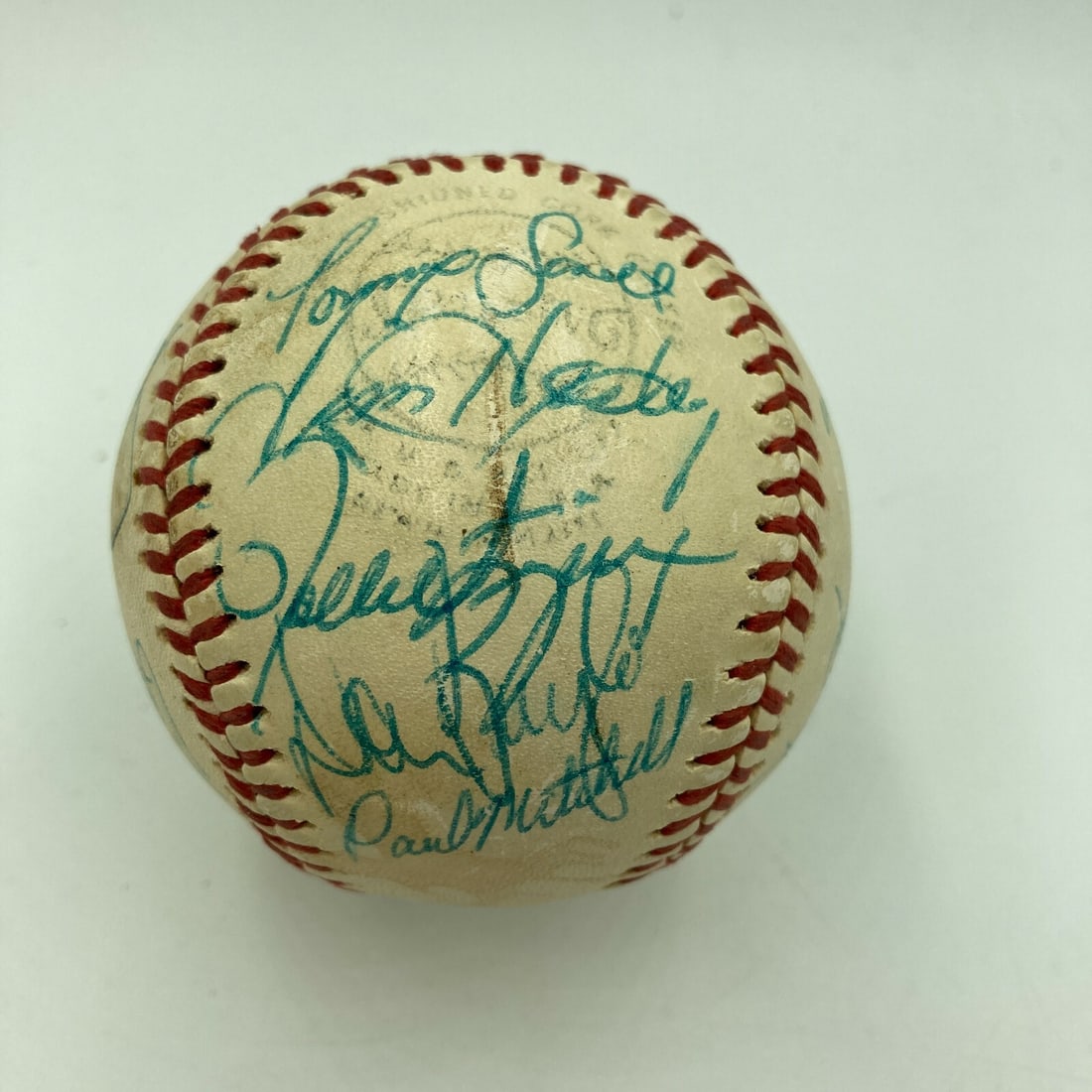 1976 Oakland Athletics Signed AL Baseball with 22 Signatures JSA LOA: 1976 Oakland Athletics Signed AL Baseball with 22 Signatures JSA LOA This 1976 Oakland Athletics team-signed Official American League baseball features 22 signatures in blue pen, including Hall of Fam