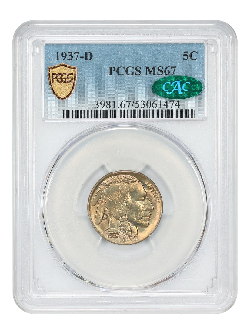 1937-D PCGS CAC MS67 Buffalo 5C Nickel (1 of 5)
