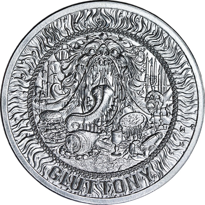 2025 Intaglio Mint 1oz Silver Coin Seven Deadly Sins Gluttony OGP COA (1 of 2)