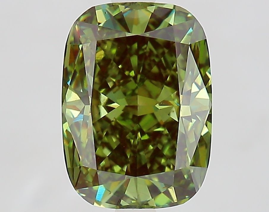 Loose Diamond - CUSHION MODIFIED 3.1ct Fancy Vivid Green VS1: Loose Diamond - CUSHION MODIFIED 3.1ct Fancy Vivid Green VS1 Source: This is a real non-mined Diamond that has been grown in a lab Shape: CUSHION MODIFIED Carats: 3.1 Color: Fancy Vivid Green