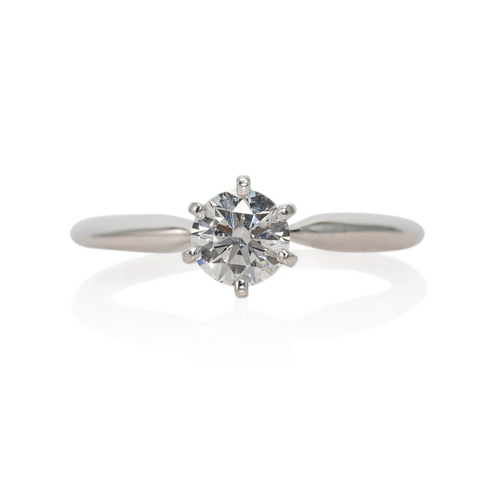GIA Certified 18K White Gold Platinum Diamond Solitaire Ring Size 4.25 (1 of 8)