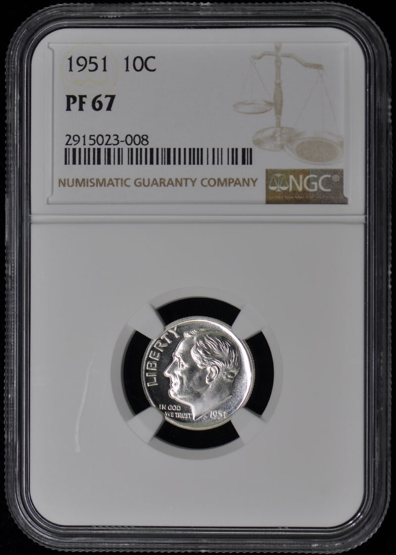 1951 NGC PR67 Roosevelt Dime Silver Proof Coin (1 of 2)