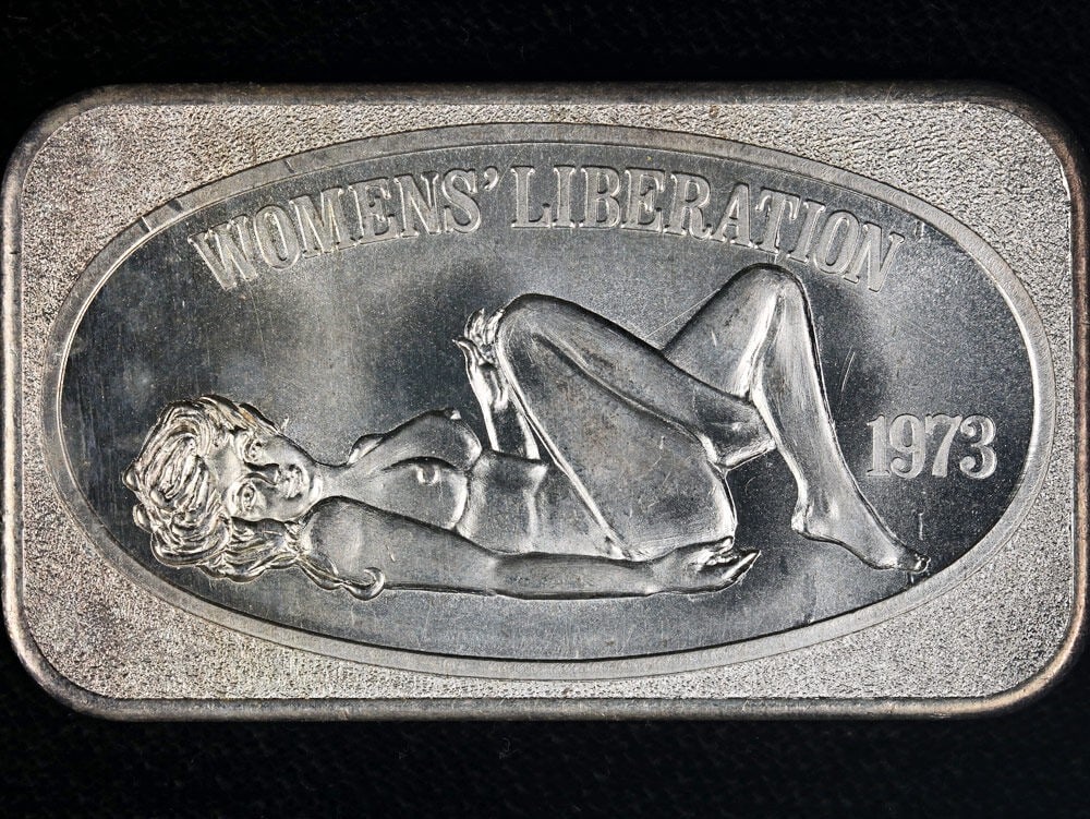 1973 Women's Liberation 1 Ounce Silver Bar 99.9 Fine (1 of 2)