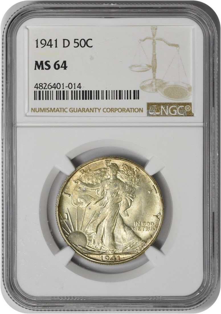 NGC MS64 1941 Denver Mint Walking Liberty Half Dollar 90 Percent Silver (1 of 2)