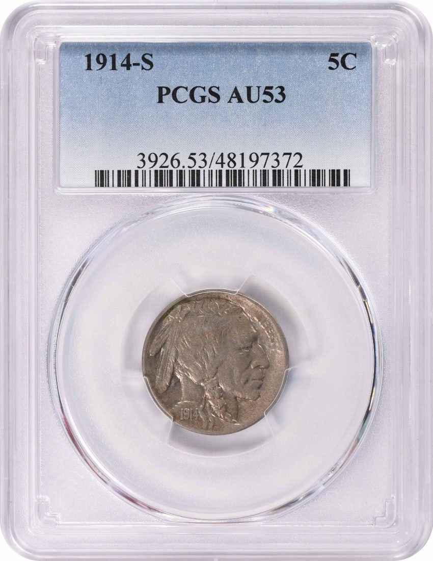 PCGS AU53 1914-S Buffalo 5C Nickel (1 of 2)