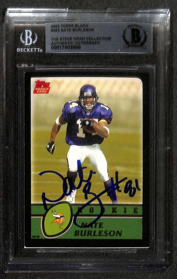 Nate Burleson Autographed 2003 Topps Hot Prospects Black Rookie Card Beckett Authenticated (1 of 1)