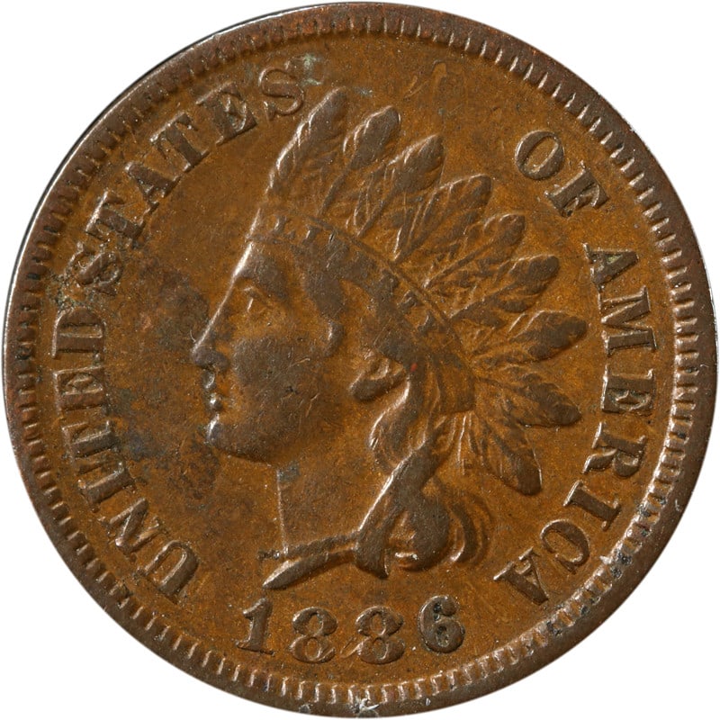United States 1886 Copper Indian Head Cent Type 1 Circulated (1 of 2)