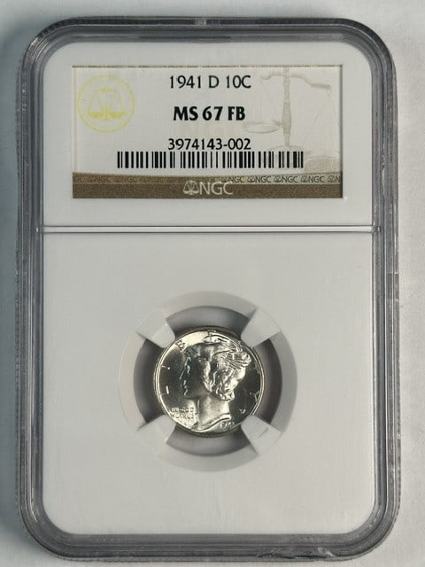 1941-D Mercury Silver Dime NGC MS-67 FB (1 of 2)