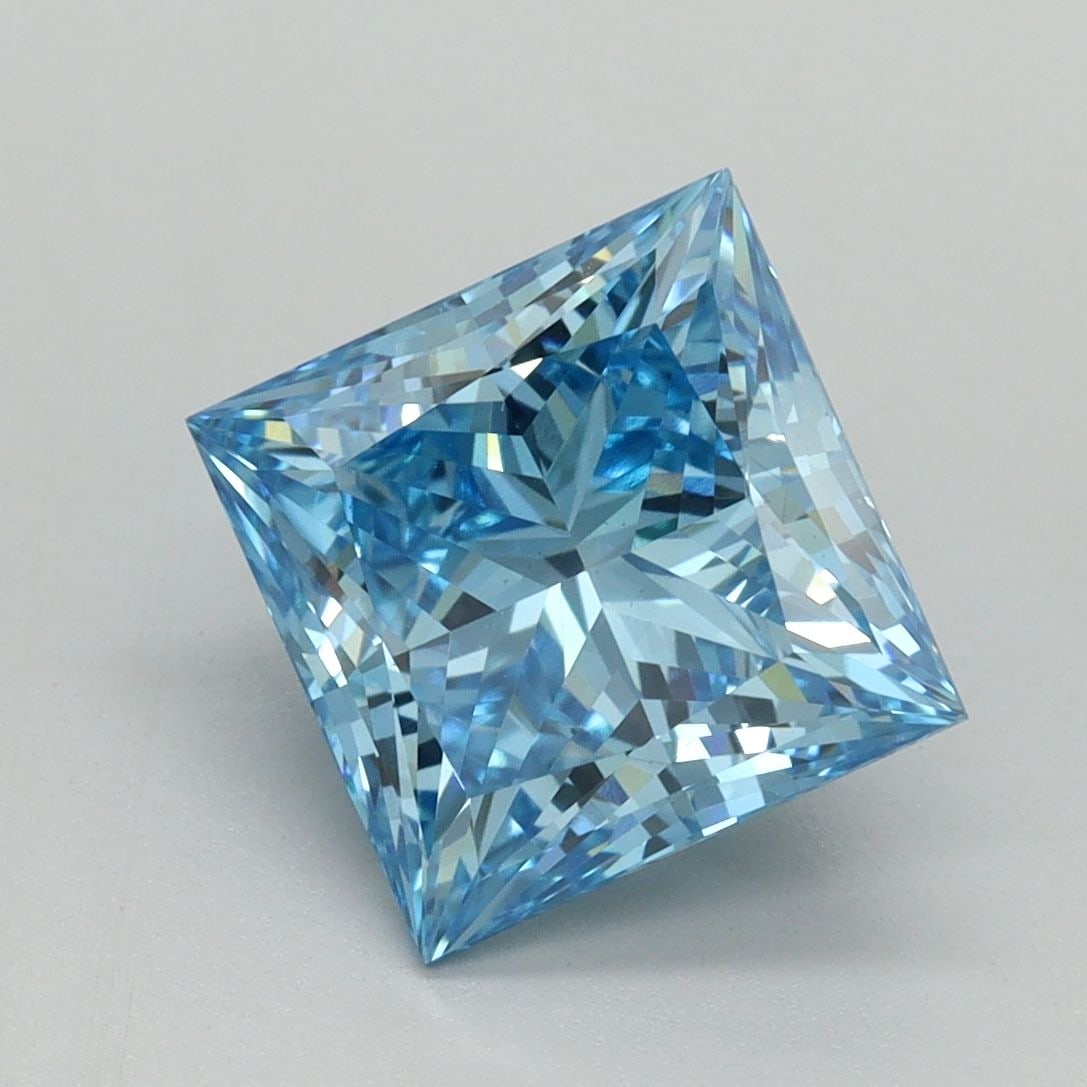Loose Diamond - PRINCESS 3.13ct Fancy Vivid Blue VS1: Loose Diamond - PRINCESS 3.13ct Fancy Vivid Blue VS1 Source: This is a real non-mined Diamond that has been grown in a lab Shape: PRINCESS Carats: 3.13 Color: Fancy Vivid Blue Certification: IGI Video