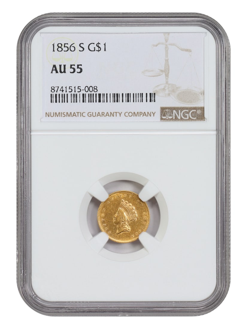 1856-S San Francisco Gold Dollar NGC AU55 (1 of 4)