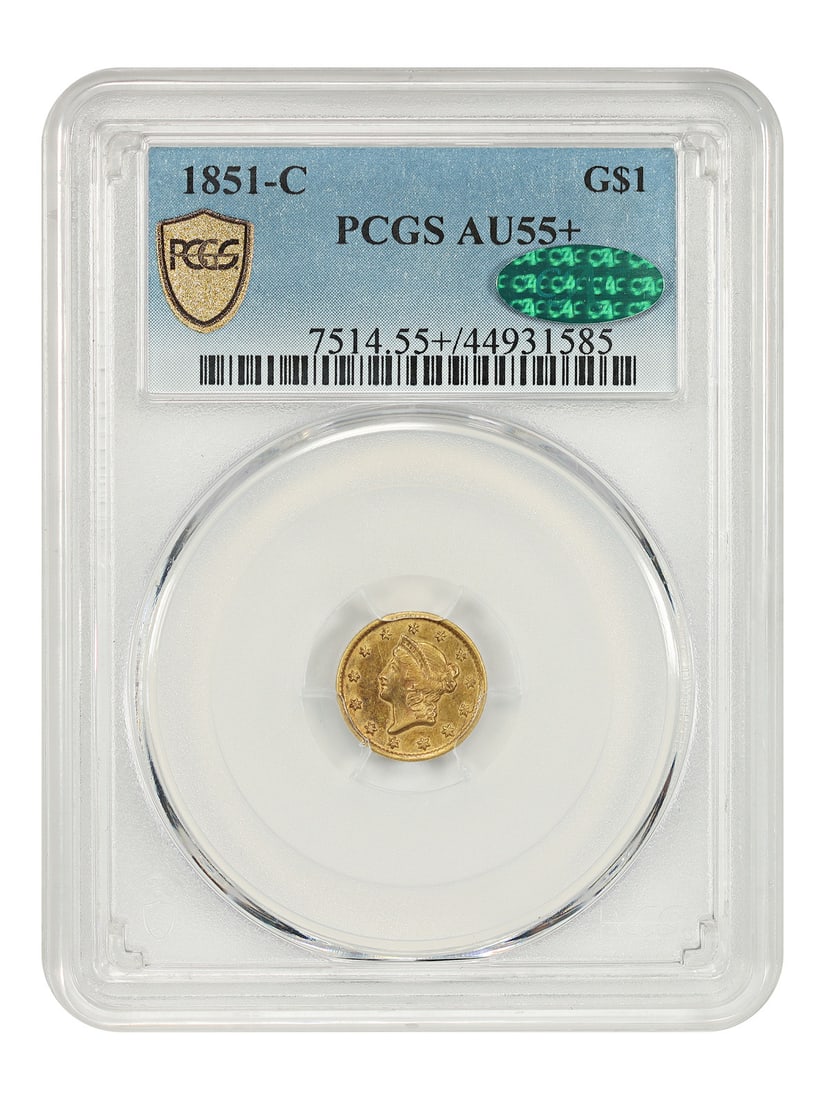 Charlotte 1851-C Gold Dollar PCGS CAC AU55 Plus (1 of 5)
