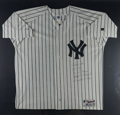 Signed Derek Jeter Yankees replica home jersey with inscriptions BAS LOA (1 of 5)