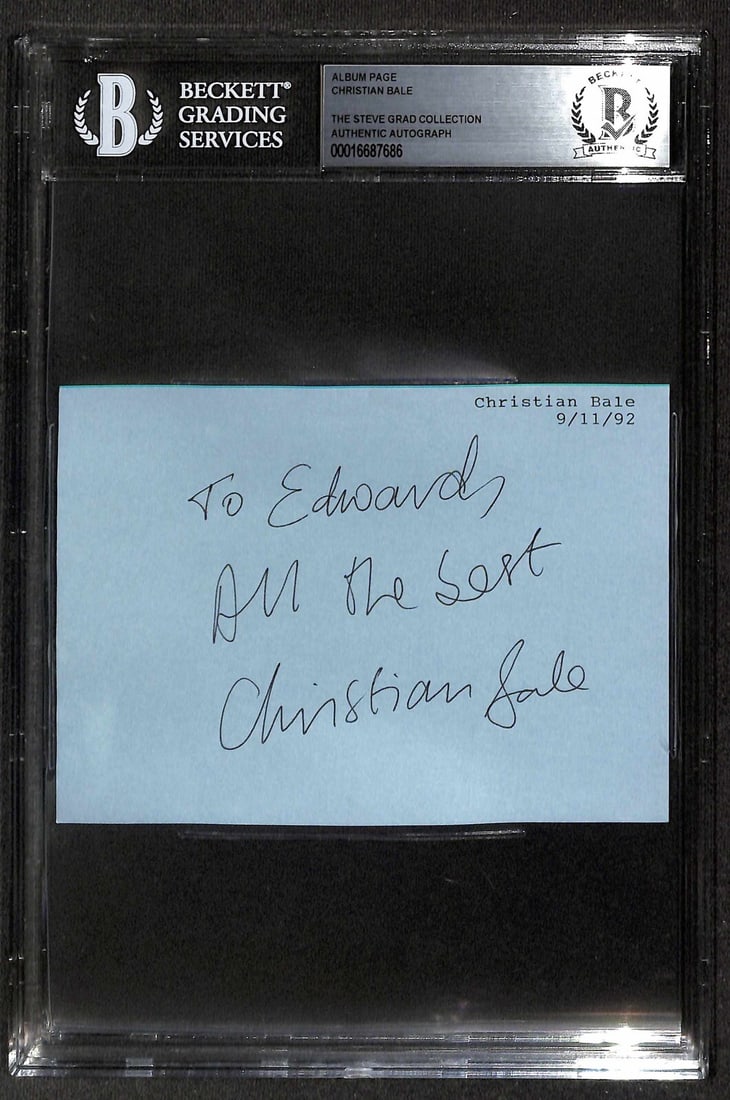 Christian Bale RARE 1992 Signed Album Page Beckett Authenticated (1 of 1)