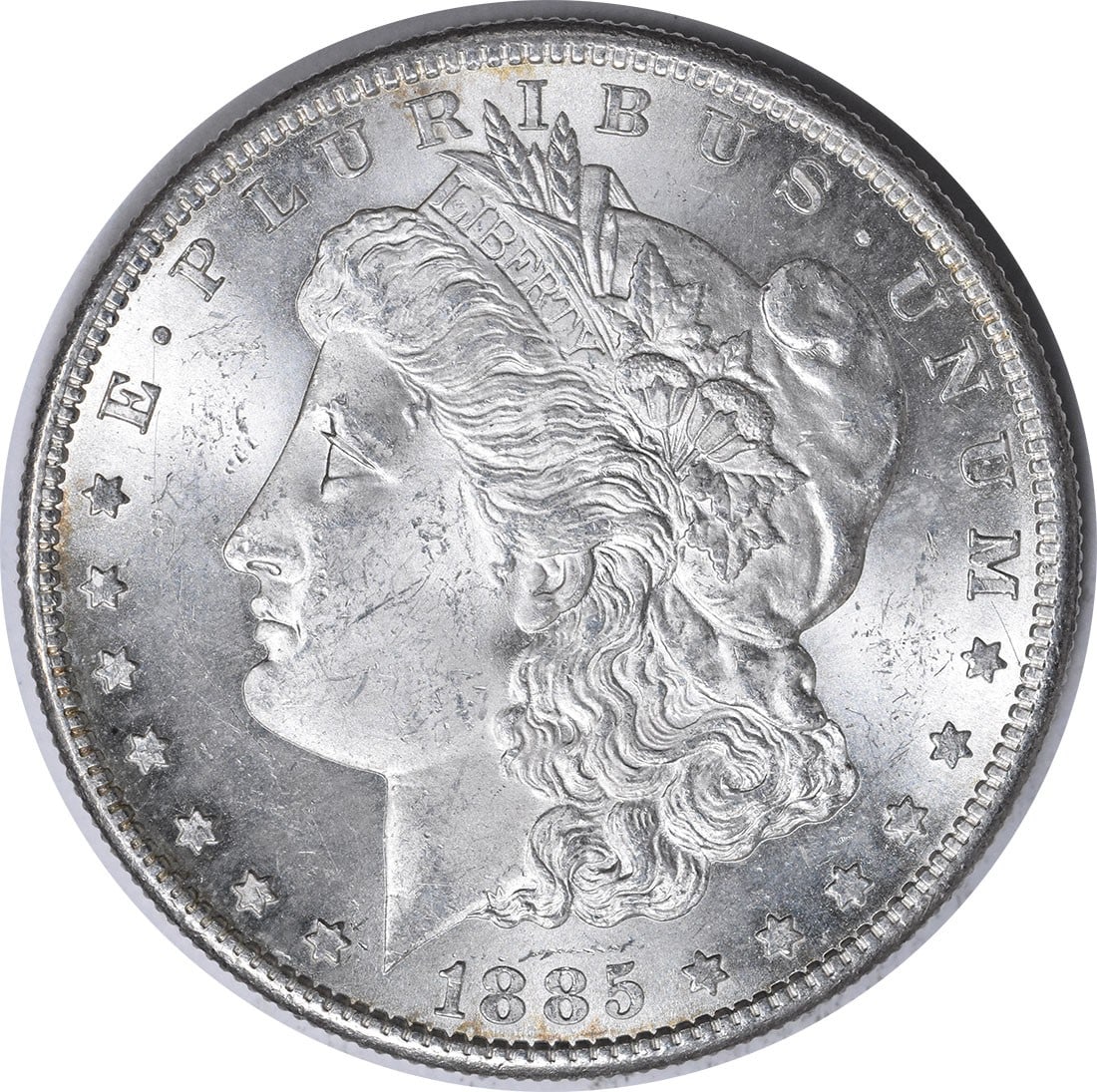 Uncirculated 1885 S Morgan Silver Dollar Choice BU Uncertified: Uncirculated 1885 S Morgan Silver Dollar Choice BU Uncertified This is an 1885-S Morgan Silver Dollar from the United States, featuring the San Francisco mint mark. The coin is composed of silver and 