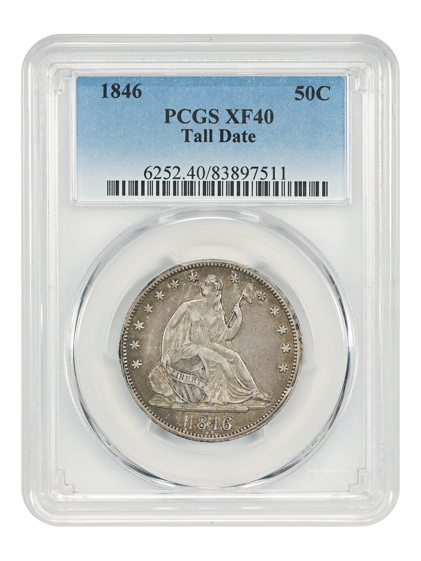 1846 Tall Date PCGS XF40 Liberty Seated Half Dollar (1 of 4)