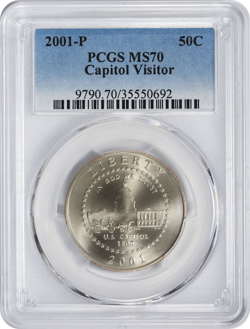 2001-P Capitol Visitor Commemorative Half Dollar MS70 PCGS Uncirculated Coin (1 of 2)