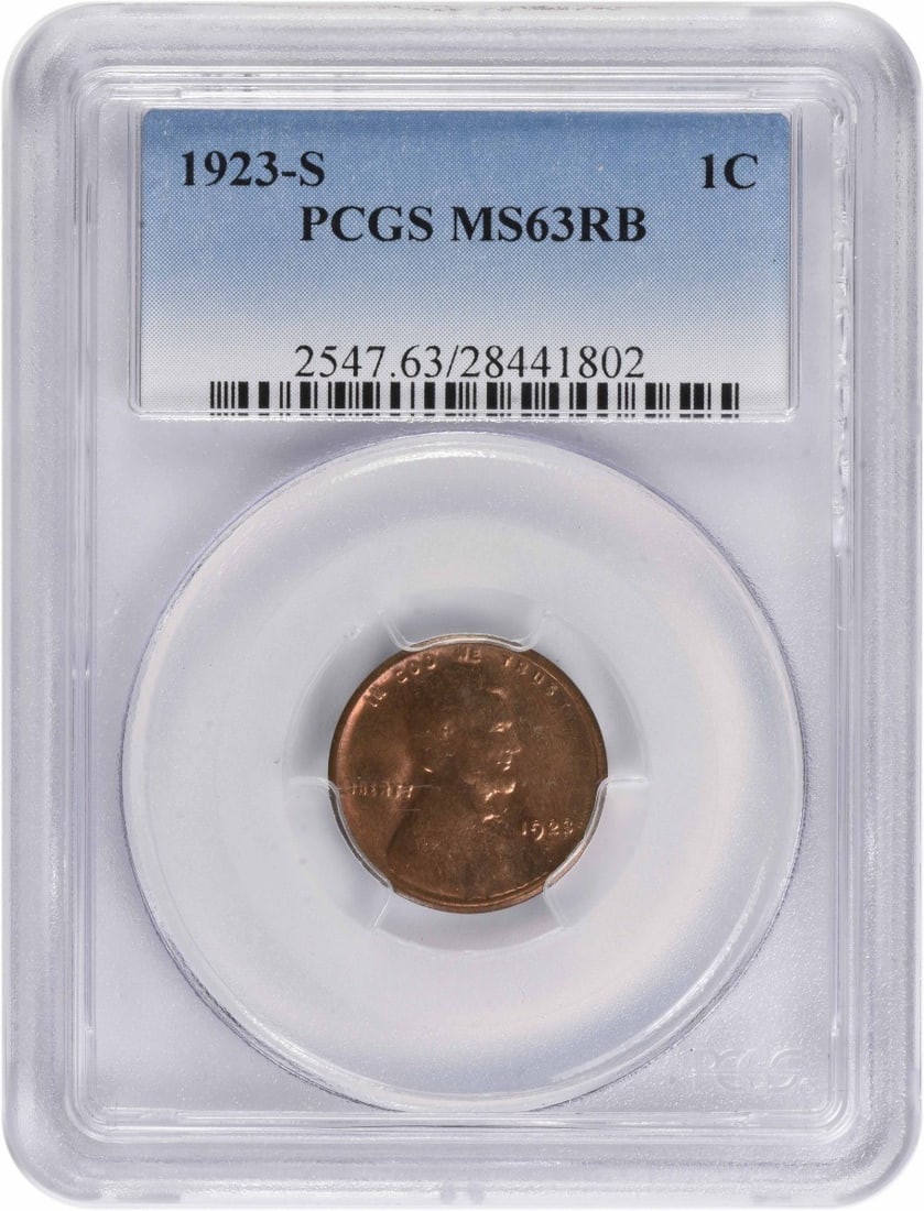 PCGS MS63RB 1923-S Lincoln Wheat Copper Small Cent (1 of 4)