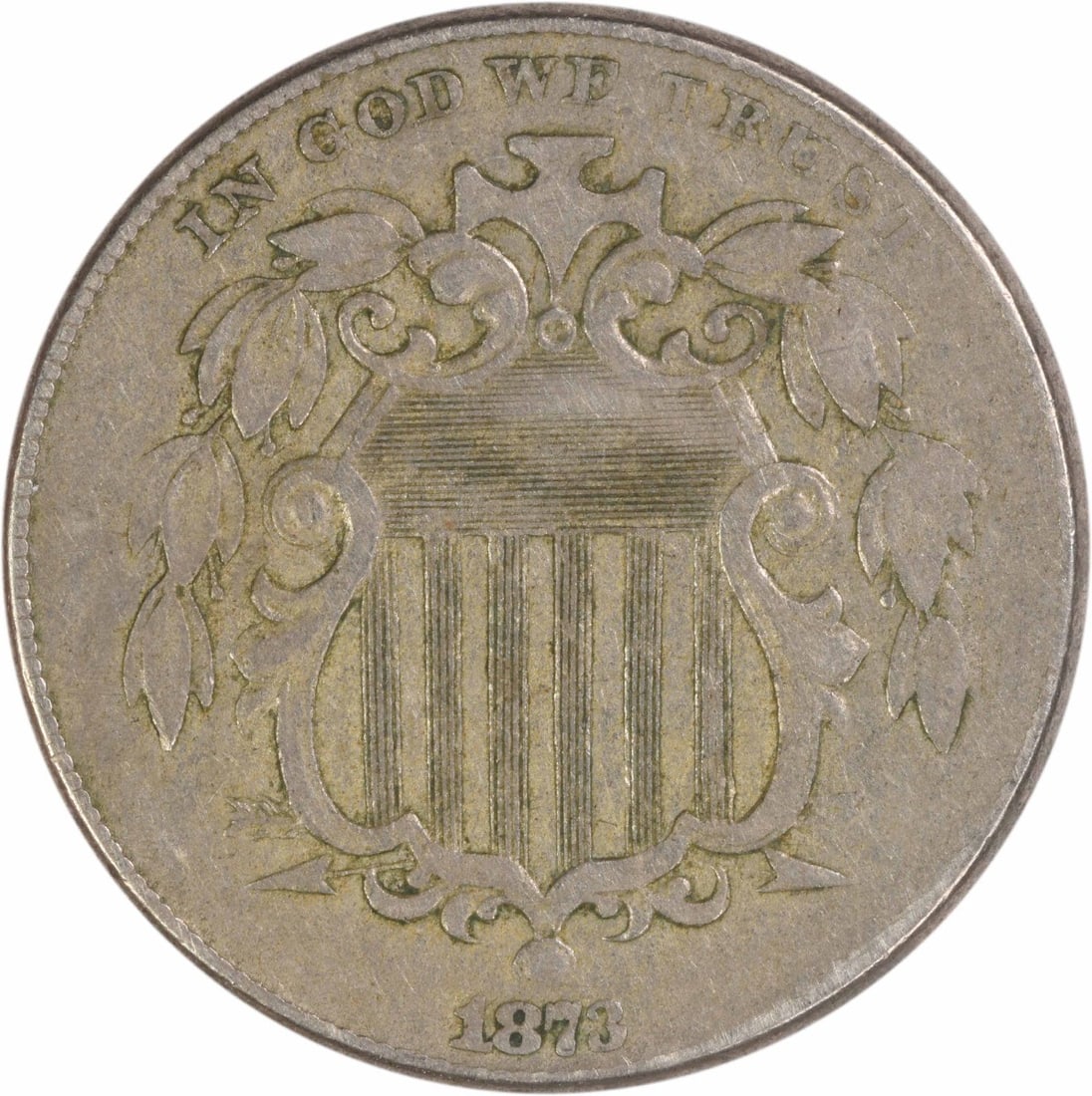 1873 Open 3 Shield Nickel Five Cent Coin Extra Fine Uncertified (1 of 2)