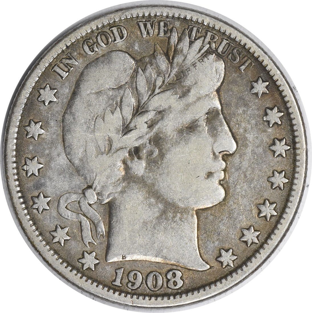 1908-O Barber Silver Half Dollar 50C VF Uncertified New Orleans Coin (1 of 2)