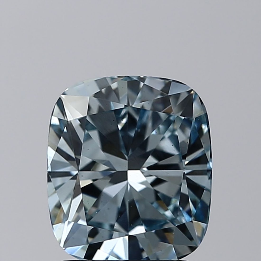 Loose Diamond - CUSHION BRILLIANT 2.02ct Fancy Intense Green Blue VS2: Loose Diamond - CUSHION BRILLIANT 2.02ct Fancy Intense Green Blue VS2 Source: This is a real non-mined Diamond that has been grown in a lab Shape: CUSHION BRILLIANT Carats: 2.02 Color: Fancy Intense G