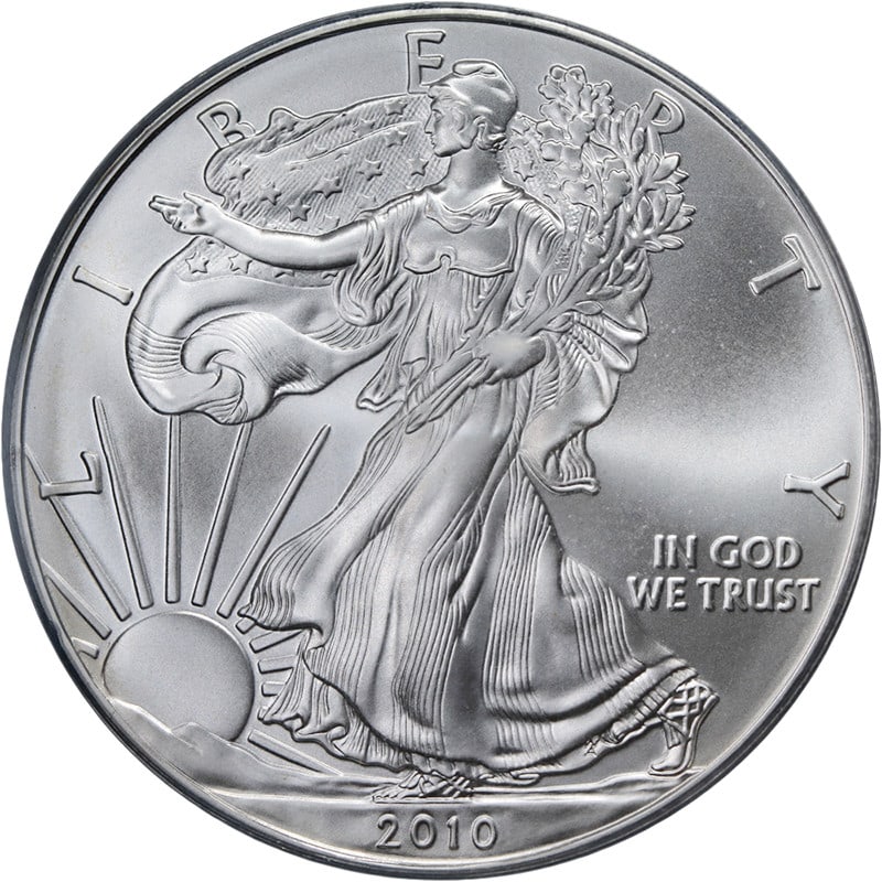 2010 PCGS MS70 Silver Eagle Dollar 25th Anniversary Flag Label (1 of 4)