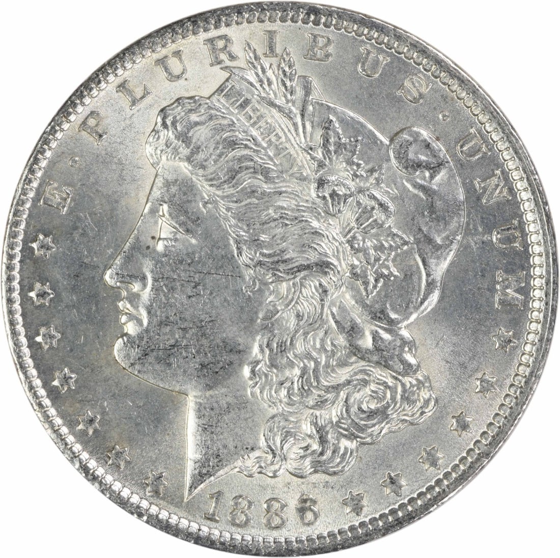 1886 Philadelphia Morgan $1 Silver Dollar AU Uncertified: 1886 Philadelphia Morgan $1 Silver Dollar AU Uncertified This 1886 Morgan Silver Dollar is an attractive example of the classic U.S. coinage designed by George T. Morgan. Struck in Philadelphia, this 