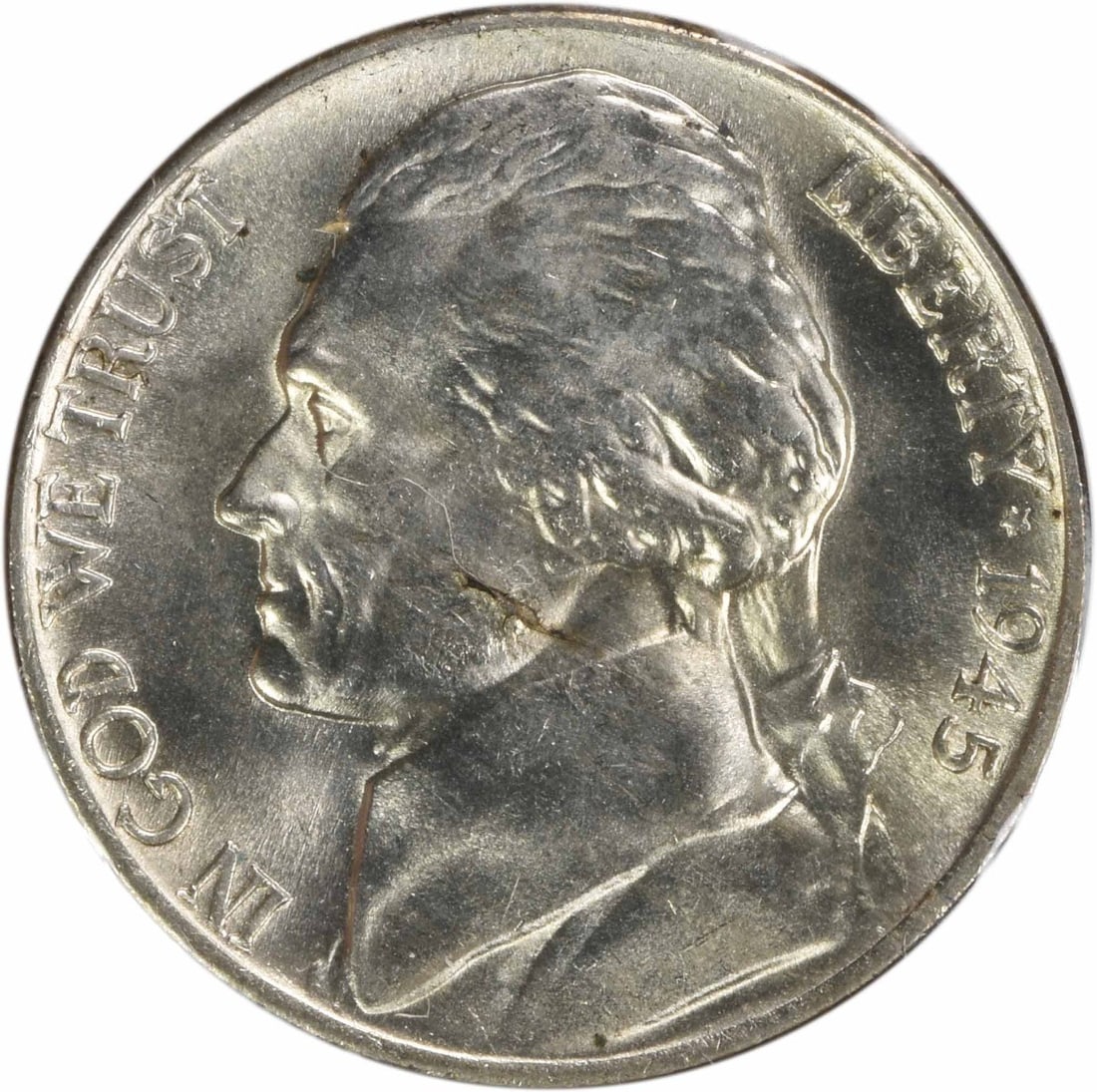 1945 Philadelphia Jefferson Nickel DDR FS-801 Lamination Uncertified (1 of 2)