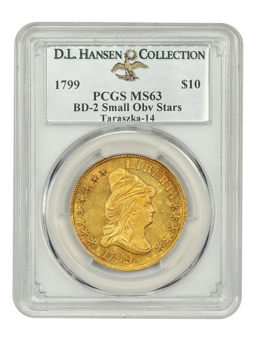 1799 $10 Draped Bust Coin MS63 PCGS BD-2 Small Obverse Stars (1 of 4)