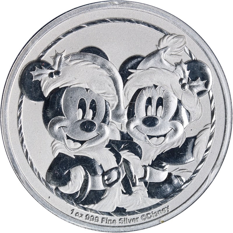 2024 Niue Disney Mickey Minnie Christmas 1 Ounce Silver $2 (1 of 3)