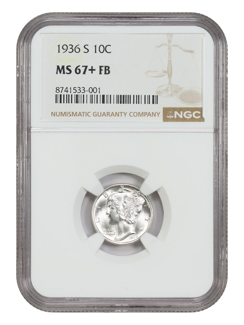 NGC MS67+FB 1936-S Mercury Dime (1 of 4)