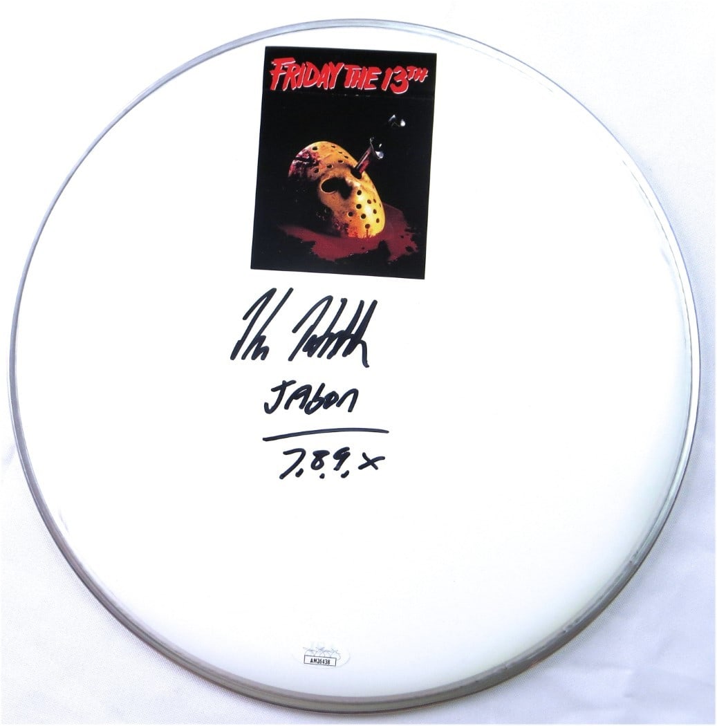 Kane Hodder Autographed 12" Drumhead Friday the 13th JSA Certified (1 of 3)