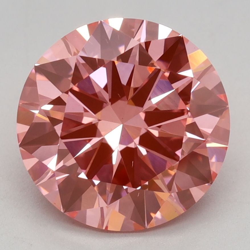 Loose Diamond - ROUND 2.5ct Fancy Vivid Pink VS1: Loose Diamond - ROUND 2.5ct Fancy Vivid Pink VS1 Source: This is a real non-mined Diamond that has been grown in a lab Shape: ROUND Carats: 2.5 Color: Fancy Vivid Pink Certification: IGI Video: Video