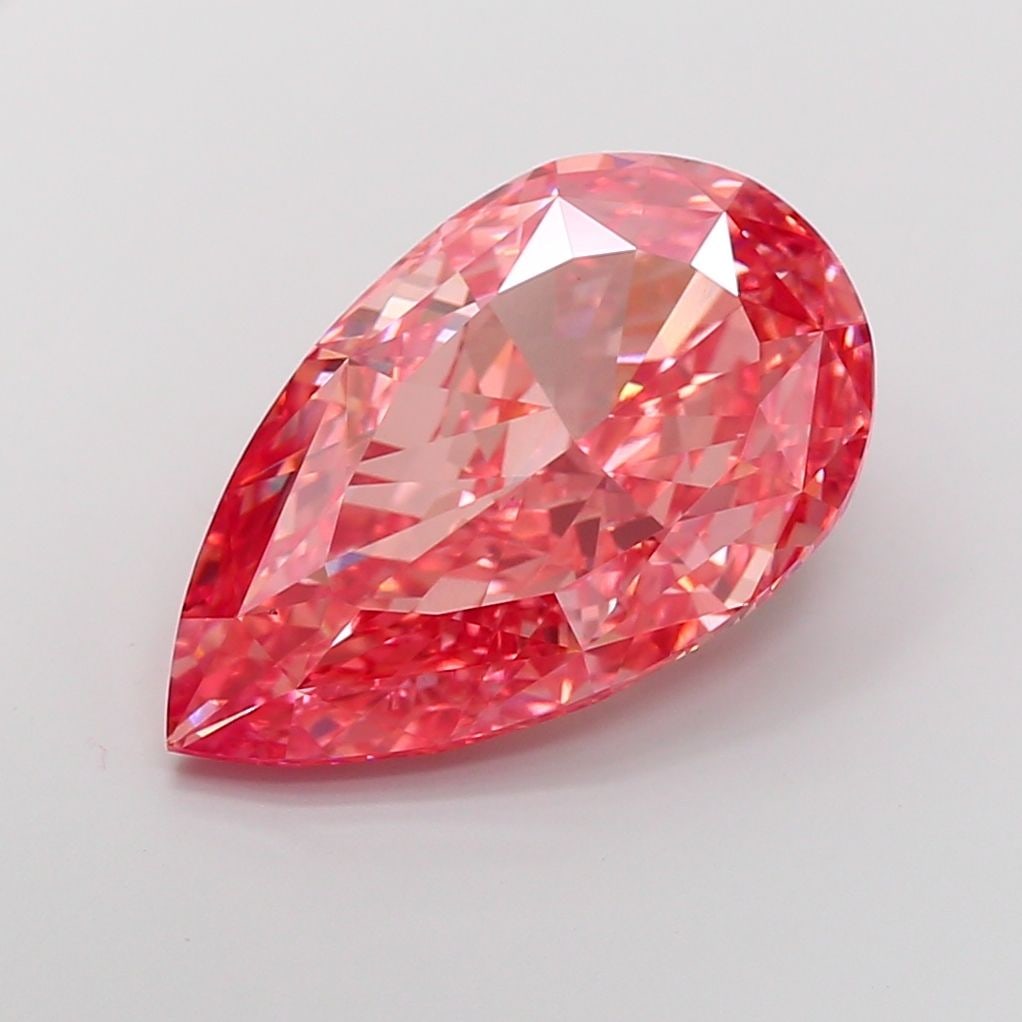 Loose Diamond - PEAR 15.05ct Fancy Vivid Pink VS1: Loose Diamond - PEAR 15.05ct Fancy Vivid Pink VS1 Source: This is a real non-mined Diamond that has been grown in a lab Shape: PEAR Carats: 15.05 Color: Fancy Vivid Pink Certification: IGI Video: