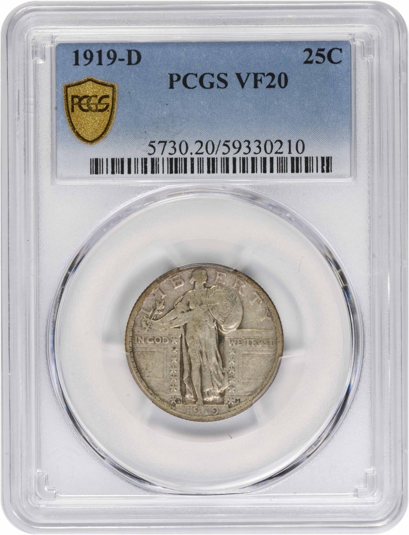 PCGS VF20 1919-D Standing Liberty Quarter Denver Mint (1 of 2)