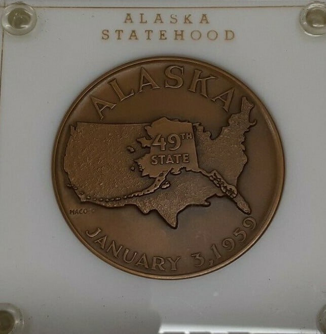 Alaska Statehood Bronze Medal 1959 Commemorative by Medallic Art Company (1 of 2)