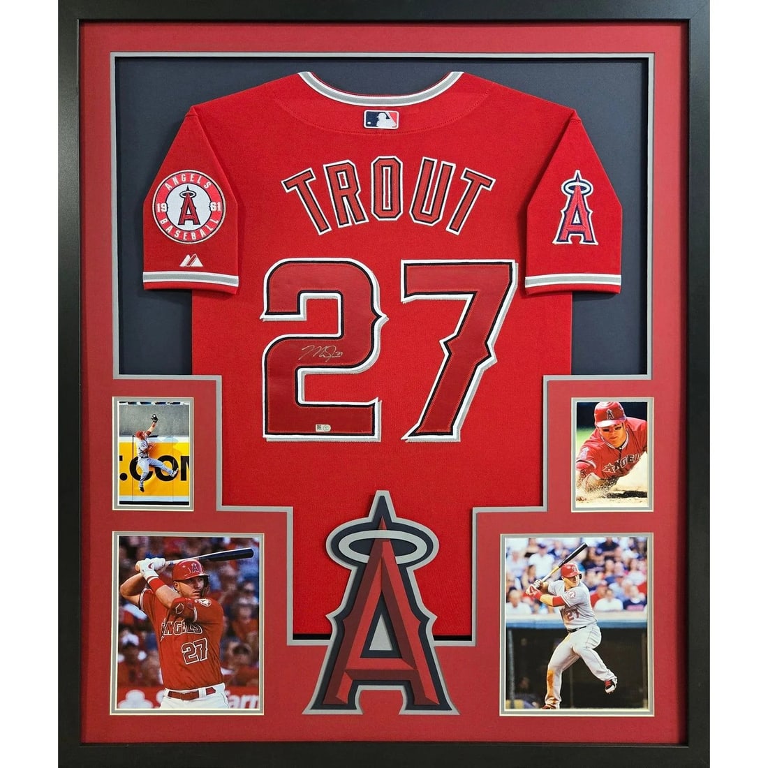Mike Trout Signed Framed Jersey MLB COA Los Angeles Angels 42x34 (1 of 1)