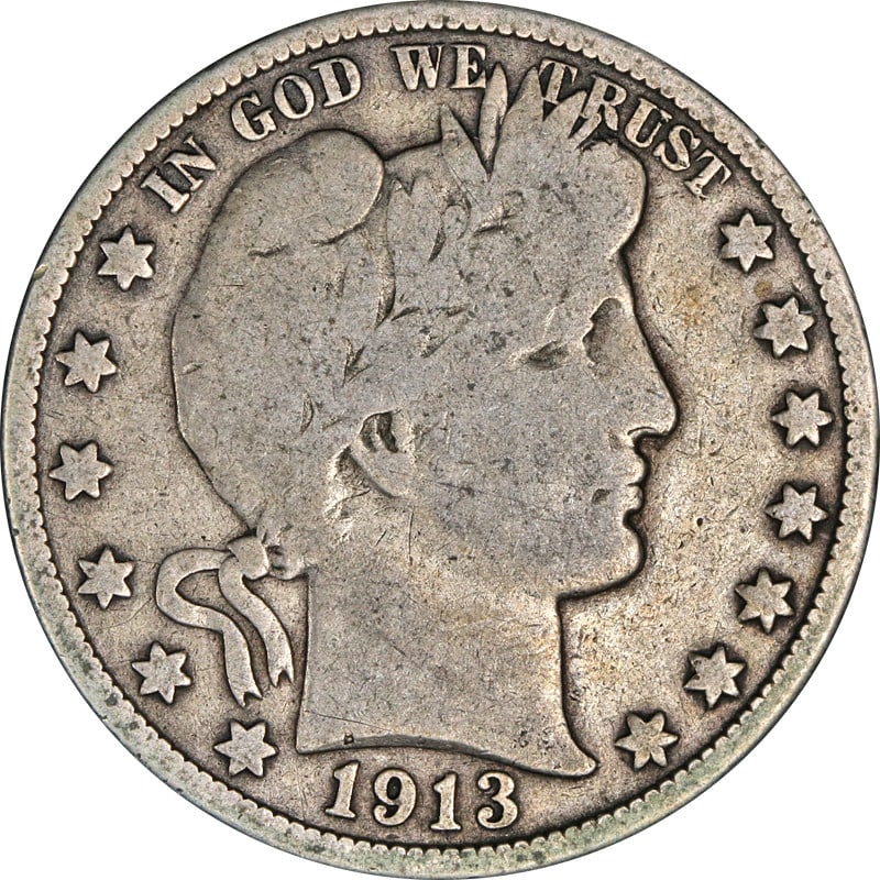 1913 Philadelphia Silver Half Dollar Barber Series Circulated US Coin (1 of 2)