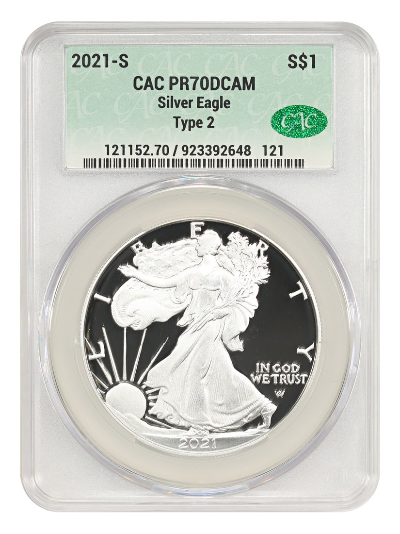 CACG PR70DCAM 2021-S Silver Eagle Type 2 Proof Dollar (1 of 4)