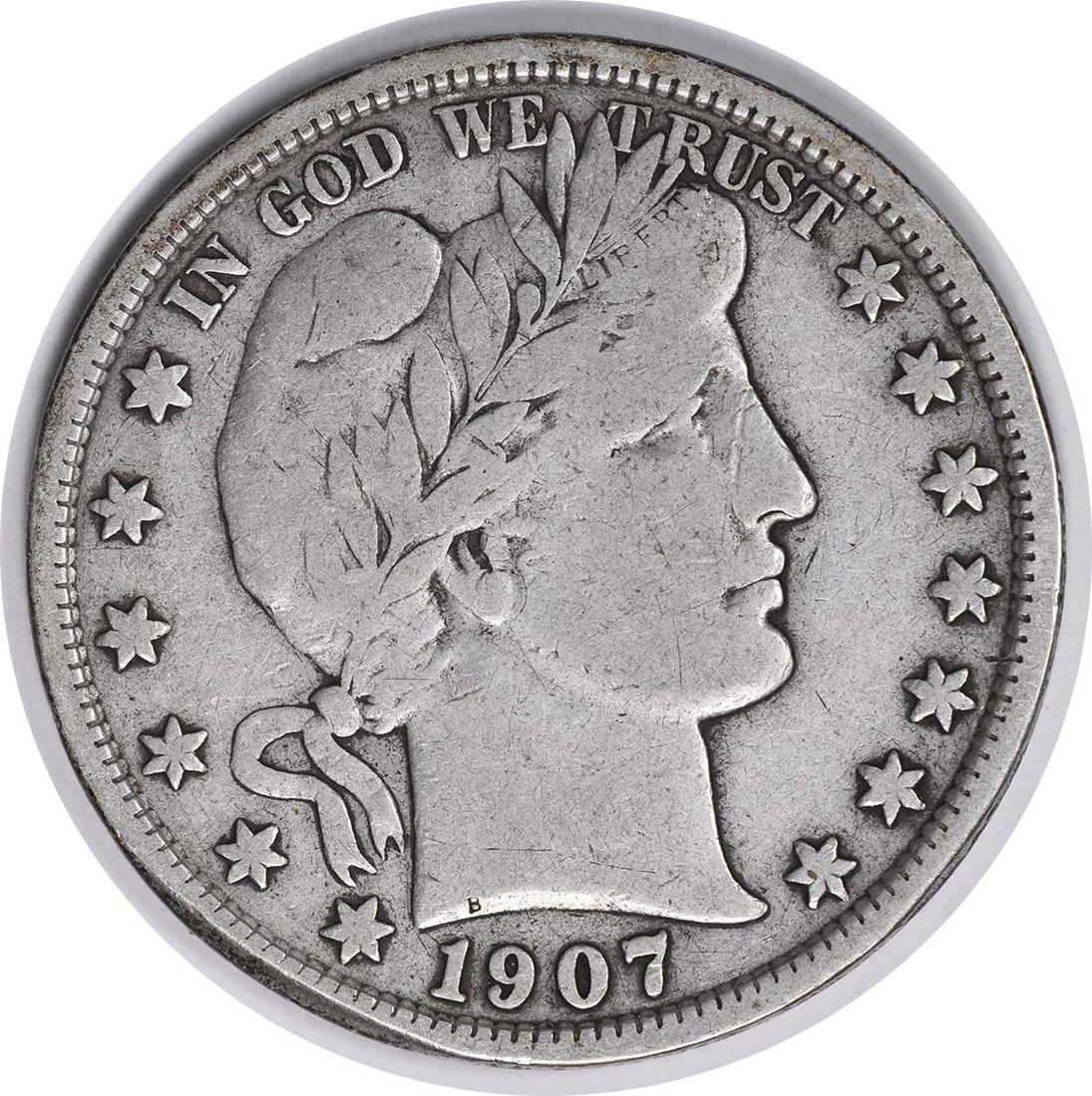 1907-S Barber Silver Half Dollar 90% Silver Circulated Coin (1 of 2)