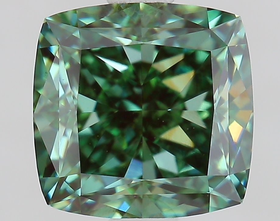 Loose Diamond - CUSHION MODIFIED 2.05ct Fancy Vivid Green VVS2: Loose Diamond - CUSHION MODIFIED 2.05ct Fancy Vivid Green VVS2 Source: This is a real non-mined Diamond that has been grown in a lab Shape: CUSHION MODIFIED Carats: 2.05 Color: Fancy Vivid Green