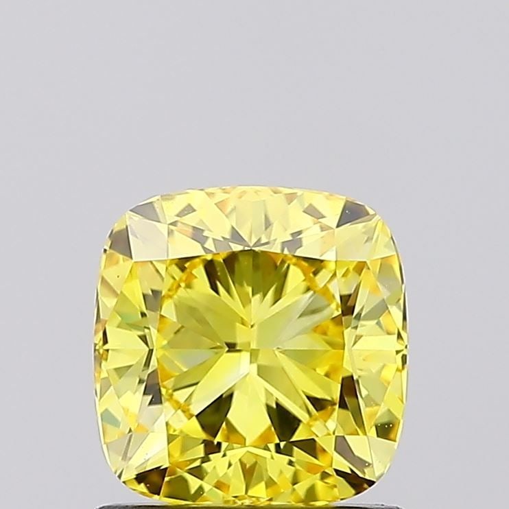 Loose Diamond - CUSHION BRILLIANT 1.07ct Fancy Vivid Yellow VS1: Loose Diamond - CUSHION BRILLIANT 1.07ct Fancy Vivid Yellow VS1 Source: This is a real non-mined Diamond that has been grown in a lab Shape: CUSHION BRILLIANT Carats: 1.07 Color: Fancy Vivid Yellow