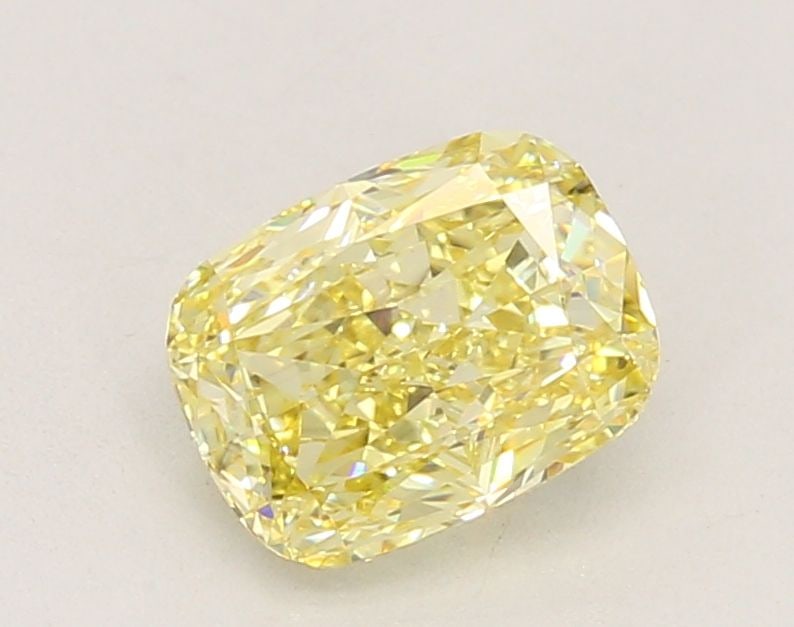 Loose Diamond - CUSHION MODIFIED 1.54ct Fancy Intense Yellow VS1: Loose Diamond - CUSHION MODIFIED 1.54ct Fancy Intense Yellow VS1 Source: This is a real non-mined Diamond that has been grown in a lab Shape: CUSHION MODIFIED Carats: 1.54 Color: Fancy Intense Yellow 