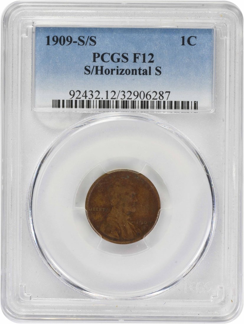 PCGS F12 1909 Lincoln Wheat Cent San Francisco Mint S Over Horizontal S (1 of 2)