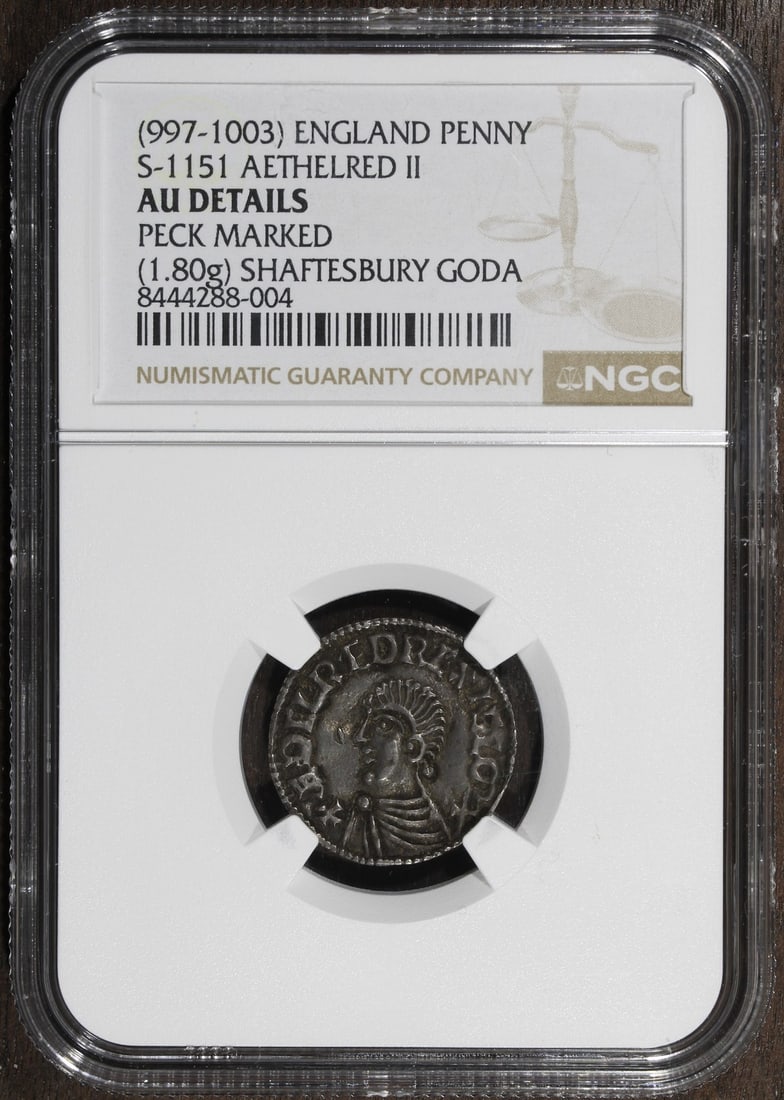 NGC AU Detail Aethelred II Silver Penny S-1151 (1 of 3)