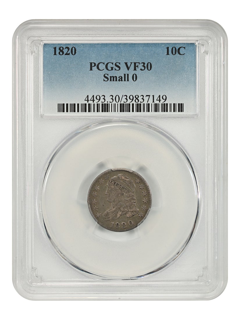 PCGS VF30 1820 Capped Bust 10C Small 0 (1 of 4)
