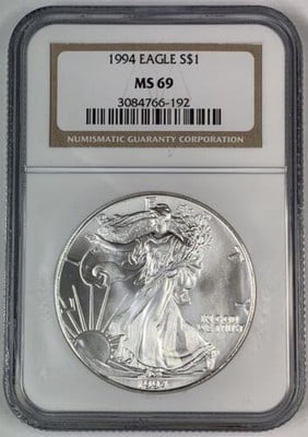 NGC MS 69 1994 Silver Eagle Dollar Coin (1 of 3)