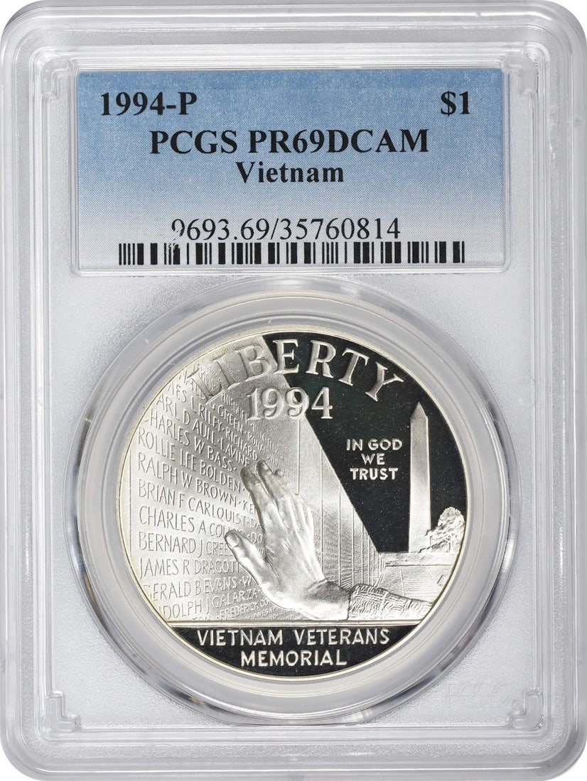 PCGS PR69DCAM 1994-P Vietnam Silver Commemorative Dollar (1 of 2)