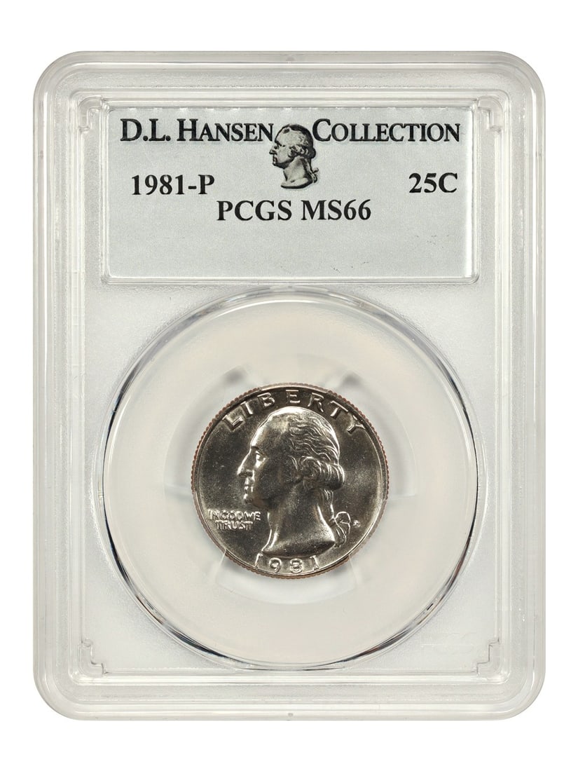 PCGS MS66 1981 Philadelphia Washington Quarter ex D L Hansen (1 of 4)