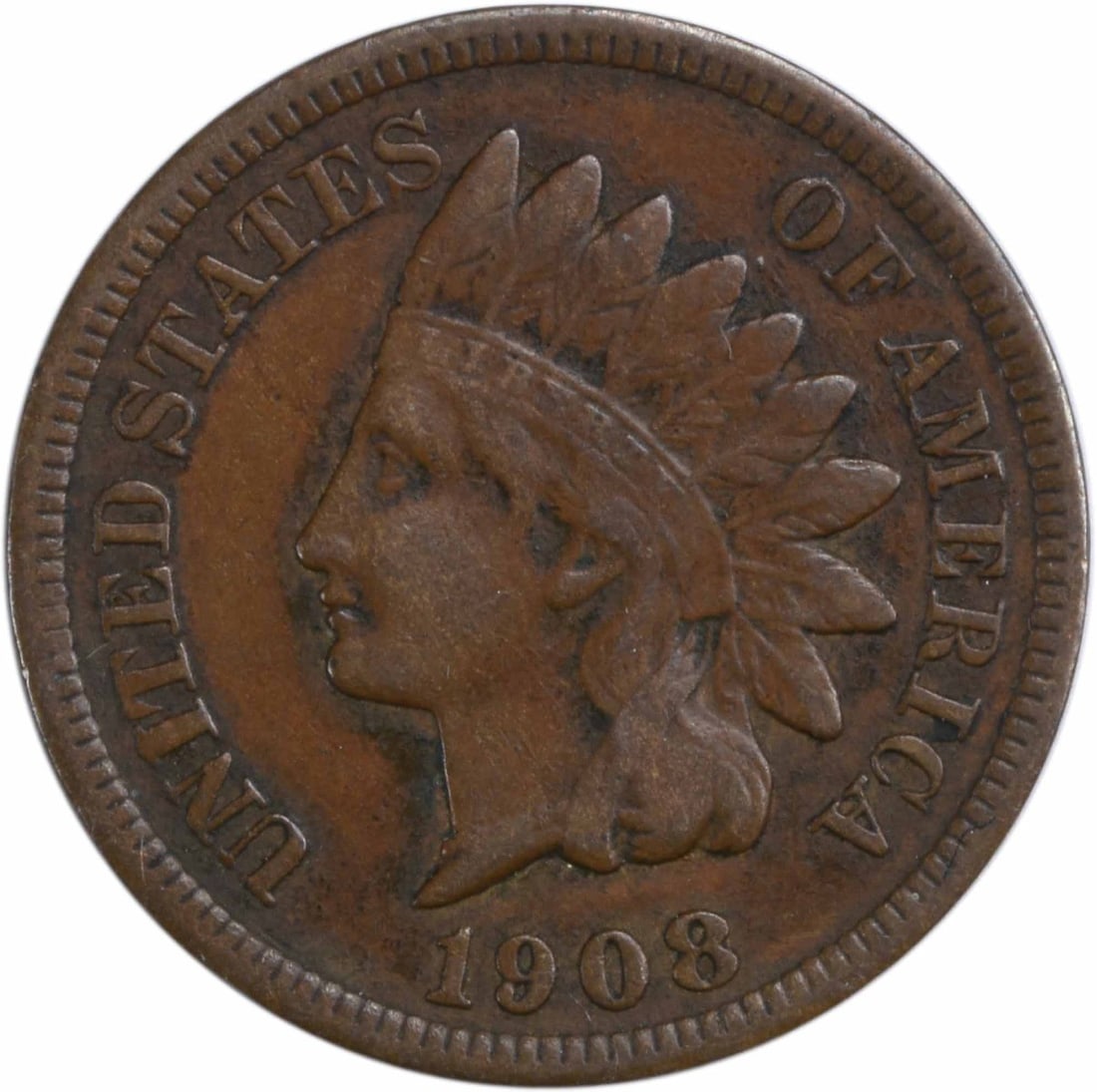 1908-S Indian Head Copper Small Cent VF Uncertified (1 of 2)