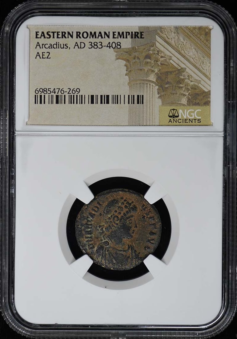 NGC Certified Arcadius Eastern Roman AE2 Coin AD 383-408 (1 of 2)